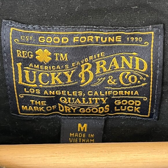 Lucky Brand Henley Grey Cotton Lined Shirt Medium - Picture 4 of 6